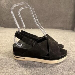 Eileen Fisher Sandals Womens Size 8.5 Black Suede Platform Wedge‎ Slingback